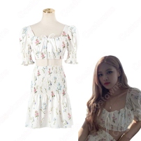 BLACKPINK（ブラック・ピンク） ロゼ（로제、 ROSÉ、Rose）風 衣装 花柄 ブラウス（ 半袖） スカート 上下 セット(202×202)