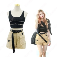 キム・ヒョナ（金泫雅、김현아、Kim Hyun Ah ）風 ショートカーゴパンツ（カーキ） タンクトップ（黑） ベルト Wonder Girls（ワンダーガールズ） 衣装(202×202)