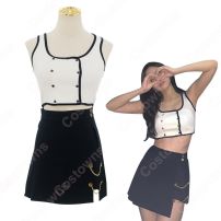 BLACKPINK（ブラック・ピンク） ジェニー（JENNIE）風 クロップ・トップ（ホワイト/ノースリーブ）(JENNIE)