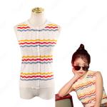 IU（アイユー）風 ストライプシャツ ニット・セーター（カーディガン / ノースリーブ ）