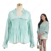 キム・ミソ（パク・ミニョン）風 シフォン シャツ（青/長袖） 「キム秘書はいったい、なぜ?」衣装(ランキング)