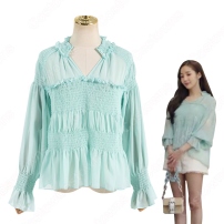 キム・ミソ（パク・ミニョン）風 シフォン シャツ（青/長袖） 「キム秘書はいったい、なぜ?」衣装(202×202)