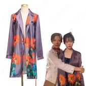 IU（アイユー）風 ひまわりプリント ガウンコート（長袖） 『ホテルデルーナ～月明かりの恋人～(호텔 델루나、Hotel Del Luna)』第15話 コスチューム 変装・仮装・コスプレ衣装(送料無料)