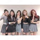 チェリョン（CHAERYEONG）ジャズダンス衣装 ITZY ステージパフォーマンス同じ衣装 韓国 アイドル 仮装 へそ出し 長袖 トップス 格子縞 プリーツスカート 2 ピースセット 女性用(アイドル制服・学生制服でおすすめの商品)