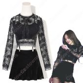 Jennie Kim(キム・ジェニ) ジャズダンス衣装 『BLACKPINK』So Hot ステージ衣装 韓国 アイドル 衣装 レース へそ出し 長袖 サロペットスカート セット セクシーな 社交ダンス 団体服 演出服(ランキング)