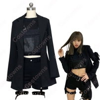 LISA(リサ) ジャズダンス衣装 『kill this love』MVダンス服 仮装 BLACKPINK 韓国 アイドルスタイル ジャズ団体服 人気 ステージ衣装 かっこいい 韓流グッズ イベント 演出服(202×202)