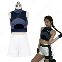 JENNIE(ジェニー) ジャズダンス衣装 『kill this love』MVダンス服 仮装 BLACKPINK 韓国 アイドルスタイル 社交ダンス 団体服 韓流グッズ 可愛い セクシーな ステージ衣装 へそ出し トップス 半ズボン 日常着(202×202)