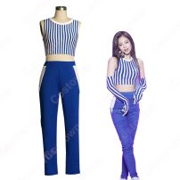 BLACKPINK JENNIE ジャズダンス衣装『Forever Young』ジェニー MVダンス服 仮装 アイドルスタイル衣装 韓国ファッション ステージ衣装 K-POP ジャズ団体服 日常着 へそ出し トップス ズボン セット(JENNIE)