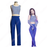 BLACKPINK JENNIE ジャズダンス衣装『Forever Young』ジェニー MVダンス服 仮装 アイドルスタイル衣装 韓国ファッション ステージ衣装 K-POP ジャズ団体服 日常着 へそ出し トップス ズボン セット(202×202)