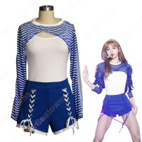 BLACKPINK LISA ジャズダンス衣装『Forever Young』リサ MVダンス服 仮装 アイドルスタイル衣装 韓国ファッション ステージ衣装 K-POP ジャズ団体服 日常着 トップス 半ズボン セット(少女時代、IZ*ONE、BLACKPINK、TWICE)