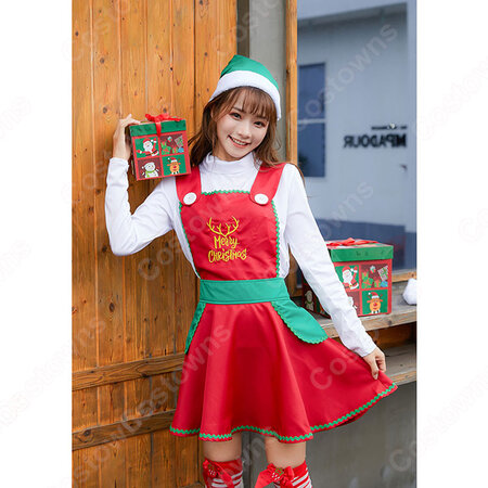 クリスマス衣装 サンタ衣装 メイド服 大人用 コスプレ衣装 サンタ テーマパーティー 衣装 赤いワンピース メイド喫茶店 クリスマス 仮装 コスチューム Costowns