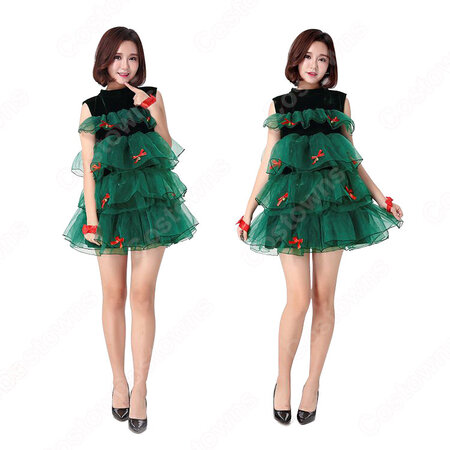 クリスマスドレス クリスマスツリー コスプレ衣装 サンタクロース ワンピース レディース 可愛い 衣装 Costowns