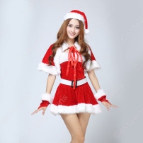 サンタ衣装 クリスマスパーティー衣装 レディース ワンピース セクシー ミニスカ クリスマス コスプレ衣装(202×202)