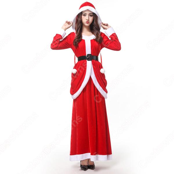 クリスマス衣装 レディース 長袖 ワンピース クリスマスパーティー衣装 サンタ衣装 クリスマス コスプレ衣装 女性 大人 用元の画像