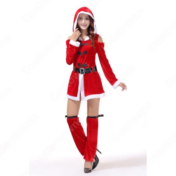 サンタ衣装 オフショルダー 長袖 ワンピース クリスマス衣装 サンタ コスプレ クリスマスパーティー衣装 仮装元の画像