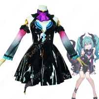 初音ミク 小悪魔 コスプレ衣装 ヴィラン風 黒ワンピース(202×202)