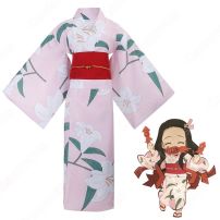 竈門禰豆子 (かまどねずこ) 和服 浴衣 コスプレ衣装 【鬼滅の刃】夏祭り cosplay 仮装 変装(鬼滅の刃 コスプレ衣装)