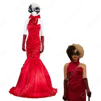 映画 エステラ／クルエラ コスプレ衣装 『クルエラ』『101匹わんちゃん』 悪役クルエラ・ド・ヴィル 赤ワンピース パーティードレス cosplay 仮装 変装(その他 コスプレ衣装)