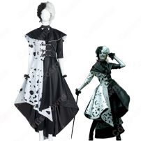 映画 エステラ／クルエラ コスプレ衣装 『クルエラ』『101匹わんちゃん』 悪役クルエラ・ド・ヴィル パーティードレス cosplay 仮装 変装(ハロウィン仮装・衣装)