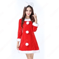 サンタ衣装 クリスマス コスプレ衣装 レディース 長袖 ワンピース 可愛い コスチューム サンタクロース 仮装 変装 大人用(202×202)