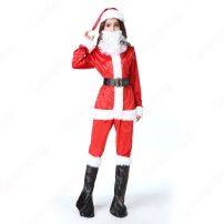 サンタクロース コスプレ衣装 レディース 長袖 上下セット コスチューム サンタクロース 仮装 変装 大人用(サンタ衣装)
