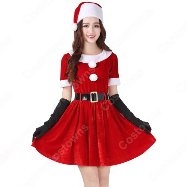 クリスマス コスプレ衣装 サンタ衣装 レディース ワンピース クリスマス衣装 赤元の画像