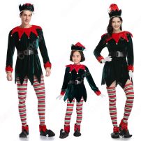 クリスマス エルフ コスプレ衣装 長袖 親子スーツ クリスマス テーマパーティー衣装 大人用 子供用(サンタ衣装)