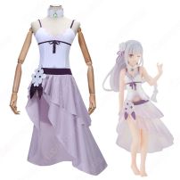 リゼロ エミリア 水着 コスプレ衣装 『Re:ゼロから始める異世界生活』（リ・ゼロからはじめるいせかいせいかつ） cosplay 仮装 変装(Re:ゼロから始める異世界生活 コスプレ衣装)