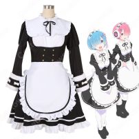 リゼロ ラム＆レム 氷季服 メイド服 コスプレ衣装 『Re:ゼロから始める異世界生活』（リ・ゼロからはじめるいせかいせいかつ） 冬服 cosplay 仮装 変装(Re:ゼロから始める異世界生活 コスプレ衣装)