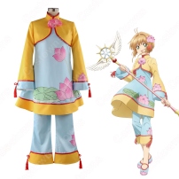 木之本桜（きのもとさくら） バトルコスチューム 蓮の花柄中華風 コスプレ衣装 『カードキャプターさくら クリアカード編』 チャイナ風コスチューム cosplay 仮装 変装 オーダメイド可(202×202)