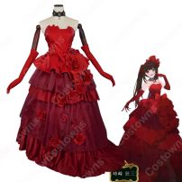 時崎狂三（ときさきくるみ） 赤 ドレス コスプレ衣装 『デート・ア・バレット』 cosplay 仮装 変装(デート・ア・ライブ コスプレ衣装)