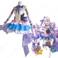 リゼロ エミリア アイドル コスプレ衣装 『Re:ゼロから始める異世界生活』（リ・ゼロからはじめるいせかいせいかつ） cosplay 仮装 変装(Re:ゼロから始める異世界生活 コスプレ衣装)
