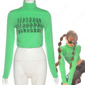 『BLACKPINK 』LISA(リサ) ハイネック トップス ジャズダンス衣装 MONEY MVダンス服 韓国 アイドルスタイル スリム 着痩せ へそ出し ジャズ団体服 人気 ステージ衣装(こちらもおすすめ)