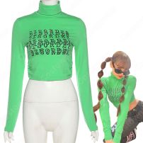 『BLACKPINK 』LISA(リサ) ハイネック トップス ジャズダンス衣装 MONEY MVダンス服 韓国 アイドルスタイル スリム 着痩せ へそ出し ジャズ団体服 人気 ステージ衣装(少女時代、IZ*ONE、BLACKPINK、TWICE)