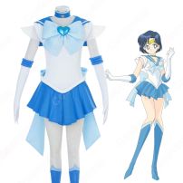 劇場版 セーラー戦士 水野亜美（みずのあみ）スーパー 戦闘服 コスプレ衣装 『美少女戦士セーラームーンEternal』 スーパーセーラーマーキュリー セーラー服 子供用 大人用 cosplay 仮装 変装(美少女戦士セーラームーン コスプレ衣装)