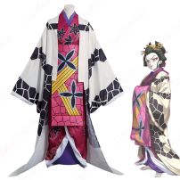 鬼滅 上弦の陸 堕姫 蕨姫花魁 着物 コスプレ衣装 『鬼滅の刃』 遊郭編 十二鬼月 cosplay 仮装 変装(鬼滅の刃 コスプレ衣装)