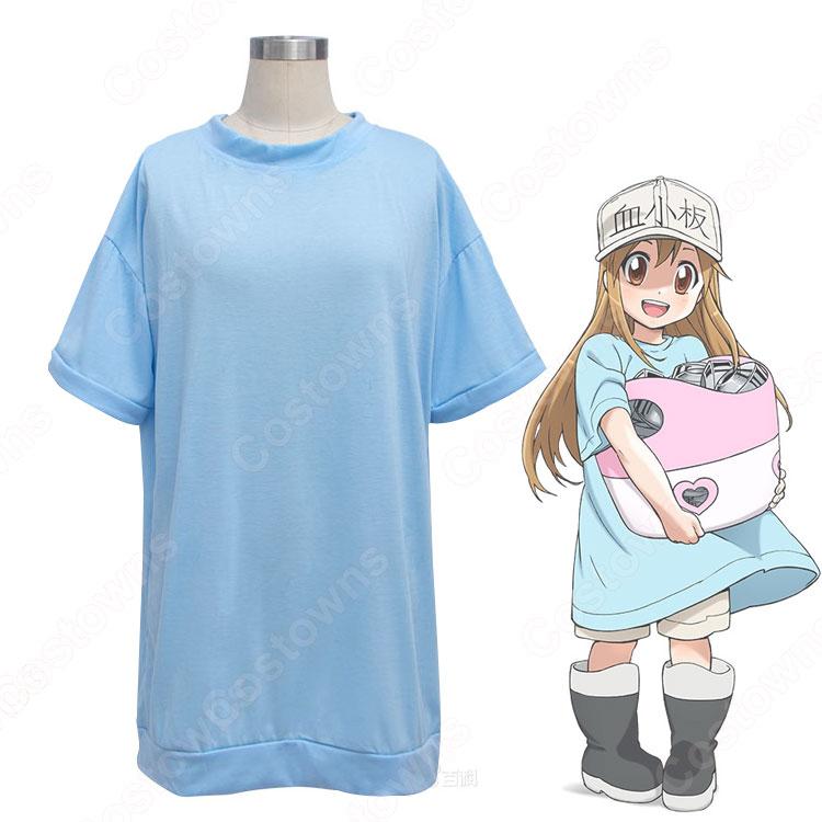 血小板（けっしょうばん） コスプレ衣装 『はたらく細胞』（はたらくさいぼう） Tシャツ ショートパンツ cosplay 仮装 変装 - Costowns