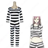 緑川花（みどりかわはな） 白木芽衣子（しらきめいこ） 女囚人服 コスプレ衣装『監獄学園』（プリズンスクール） cosplay 仮装 変装(その他 コスプレ衣装)