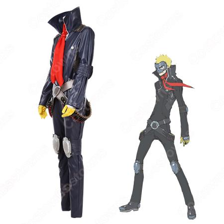 P5 坂本竜司 さかもとりゅうじ 怪盗ver コスプレ衣装 ペルソナ5 ペルソナファイブ 戦闘スタイル スカル 黒いライダースーツ Cosplay 仮装 変装 Costowns