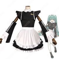 初音ミク（はつね ミク） スポーティメイド コスプレ衣装 黒白 ワンピース メイド服(初音ミク コスプレ衣装)