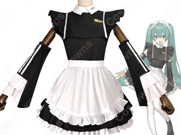 初音ミク（はつね ミク） スポーティメイド コスプレ衣装 黒白