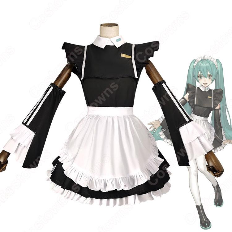 初音ミク（はつね ミク） スポーティメイド コスプレ衣装 黒白