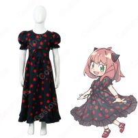 アーニャ・フォージャー イチゴ柄 パフスリーブ ドレス コスプレ衣装 『SPY×FAMILY』（スパイファミリー） 被検体007 子供用 cosplay 仮装 変装(SPY×FAMILY コスプレ衣装)