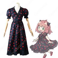 アーニャ・フォージャー イチゴ柄 パフスリーブ ドレス コスプレ衣装 『SPY×FAMILY』（スパイファミリー） 被検体007 大人用 cosplay 仮装 変装(SPY×FAMILY コスプレ衣装)