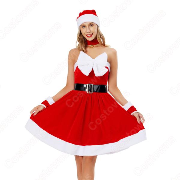 サンタ コスチューム クリスマス ワンピース 可愛い ハロウィン 仮装 セクシーコスプレ衣装 セット クリスマス グッズ レディース 日常着元の画像