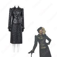 2021映画 クルエラ コスプレ衣装 ディズニー 101匹わんちゃん 悪役クルエラ・ド・ヴィル cosplay 仮装 変装 3点セット（黒コート、スカート、手袋）(ハロウィン仮装・衣装)