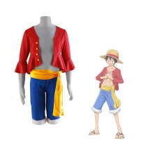 ワンピース モンキー・D・ルフィ コスプレ衣装 『ONE PIECE』 新世界編 2年後 麦わらの一味 船長 cosplay 仮装 変装(202×202)