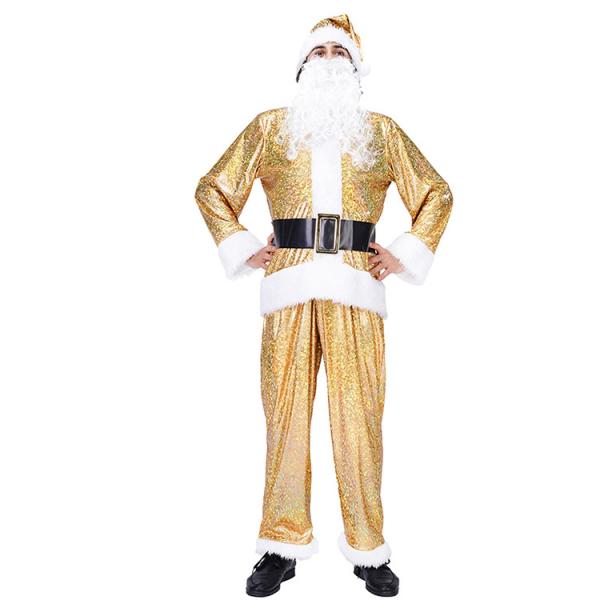 サンタクロース 衣装 クリスマス コスプレ衣装 金色 サンタ コスチューム クリスマス テーマパーティー衣装 大人用元の画像