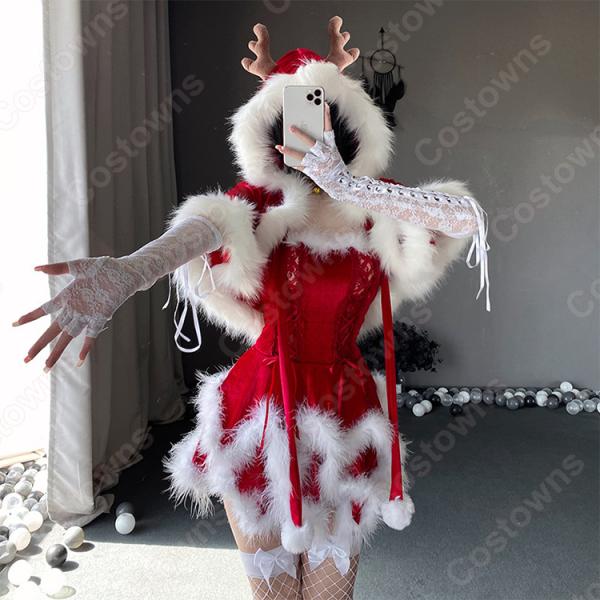 クリスマス コスプレ衣装 バニーガール コスチューム レディース セクシー メイド服 クリスマス テーマパーティー衣装 大人用元の画像