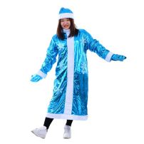 クリスマス コスプレ衣装 レディース 青 雪ポイント柄 クリスマス 衣装 クリスマス テーマパーティー衣装(サンタ衣装)
